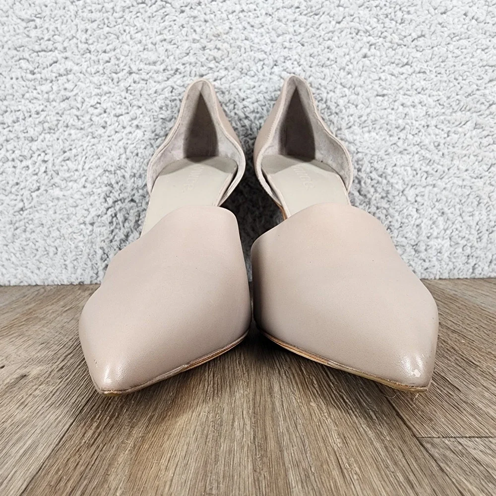 Vince Women Beige Leather Pointed Toe‎ D'Orsay Heel Pumps Size 9M EUR 40
